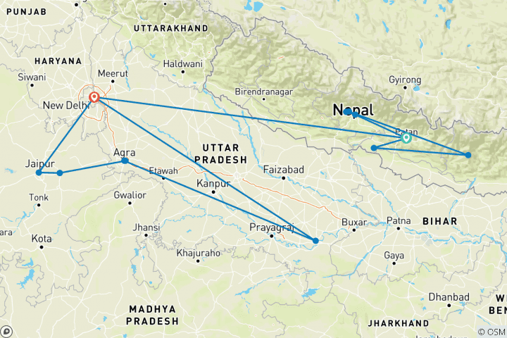 Map of Best of Nepal & India