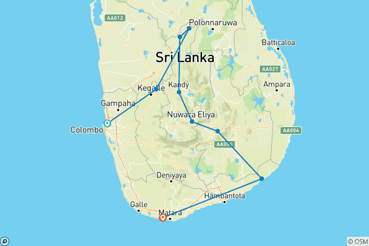 Carte du circuit Explorez le Sri Lanka