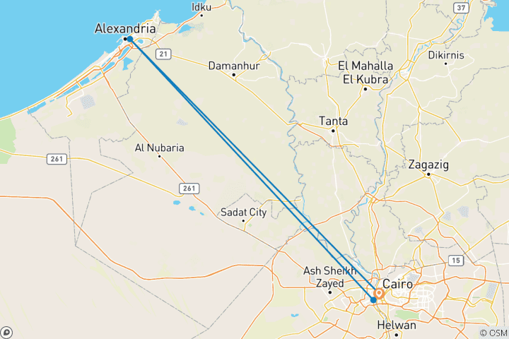 Mapa de Circuito de 5 días a las pirámides de Guiza y el Cairo