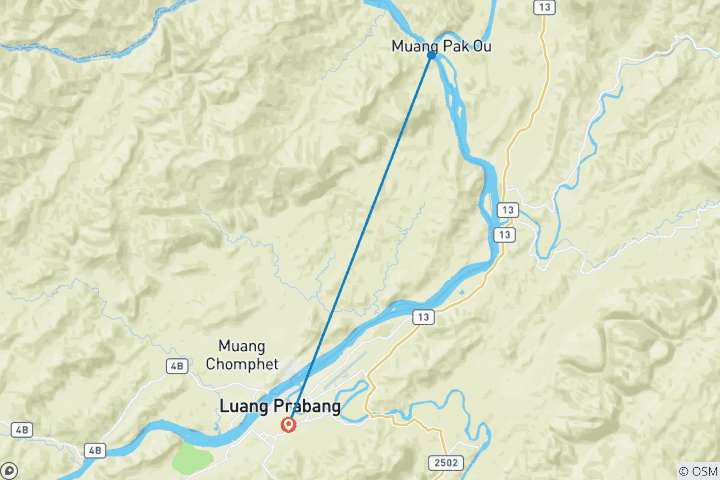 Map of Best Ever Luang Prabang Sightseeing Tour for 3 Days