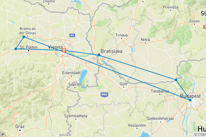 Karte von Weihnachten auf der Donau von/ bis Wien mit Budapest (MS Princess Isabella)