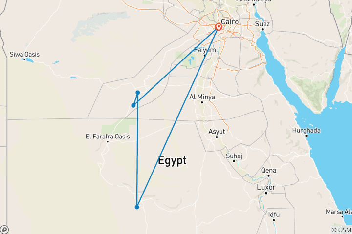 Map of 6 Days Cairo and Oasis Desert Adventure