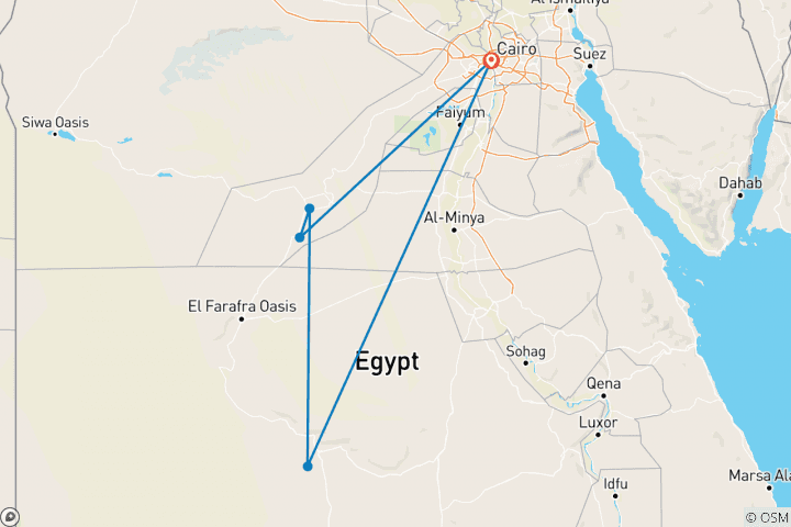 Kaart van 6 Dagen Caïro en Oase Woestijnavontuur