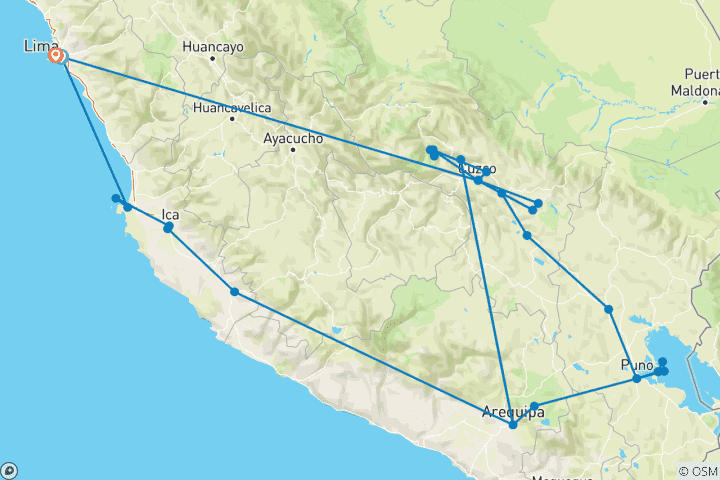 Map of Wonders of the Andes of Peru