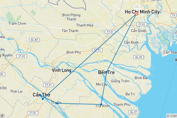 Map of Cycling Mekong Delta