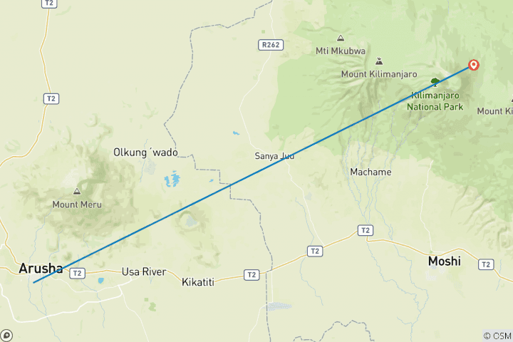 Map of 1-Day Kilimanjaro hiking via Marangu route