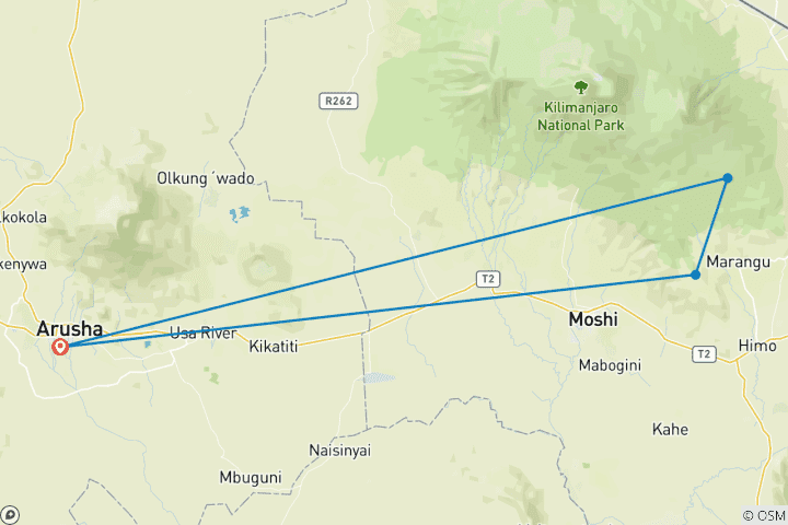 Map of Mount Kilimanjaro Day hike