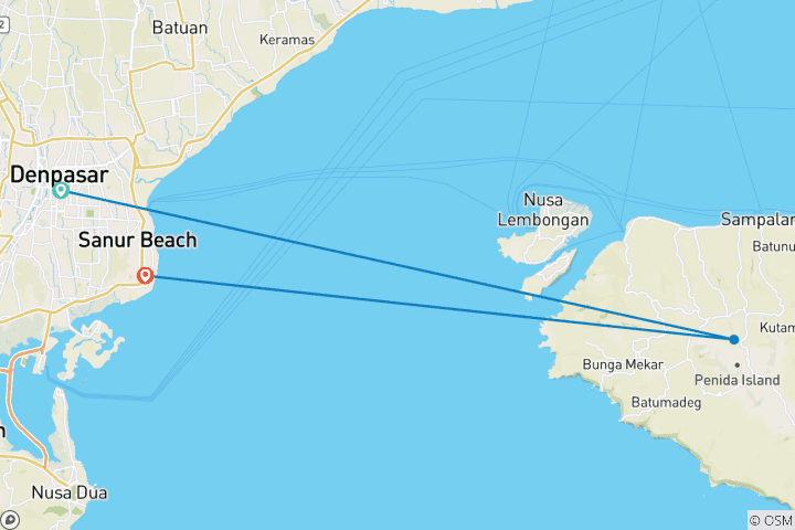 Map of 3 Days Experience Nusa Penida Island