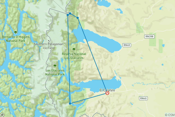 Map of Highlights El Calafate & El Chalten