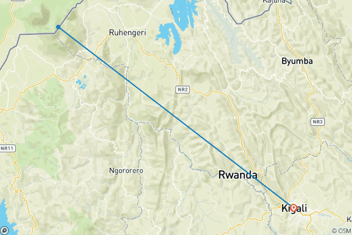 Map of Rwanda Gorilla & Genocide Tour Safari