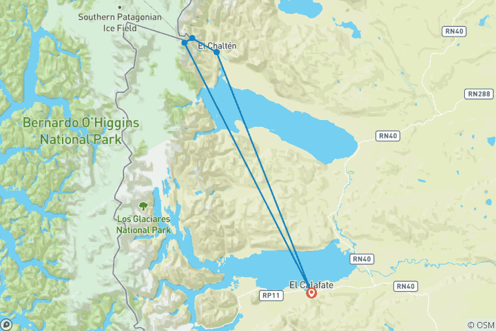 Map of Adventure in El Chaltén & Lago del Desierto