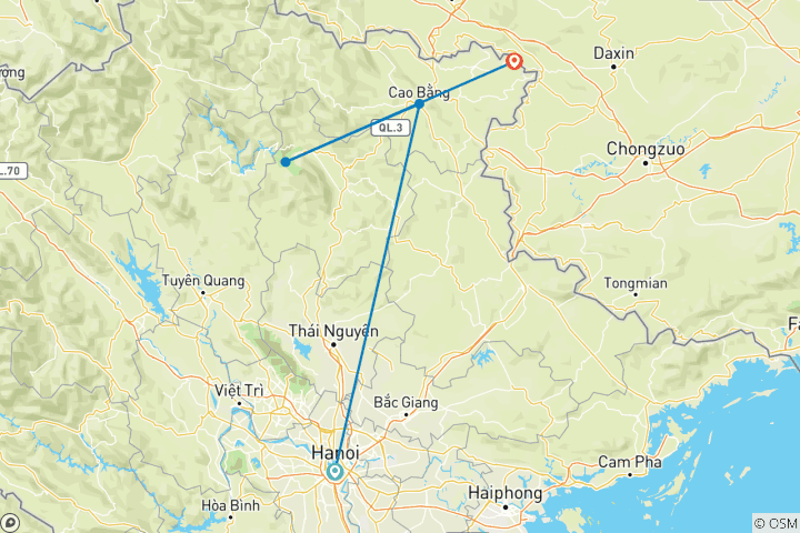 Kaart van Avontuur Ba Be Meer - Ban Gioc Waterval 3 Dagen 2 Nachten