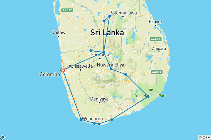 Carte du circuit Circuit en train au Sri Lanka 2024