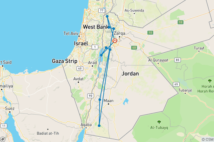 Karte von Juwelen von Jordanien - Gruppenreise mit Einheimischen