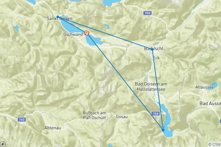 Mapa de Paseos lacustres por el encanto del Salzkammergut austriaco