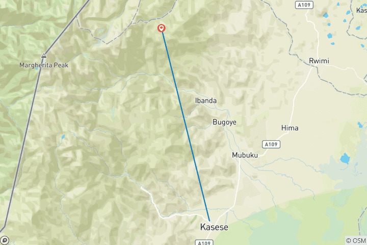 Map of 7 Days Rwenzori summit trek