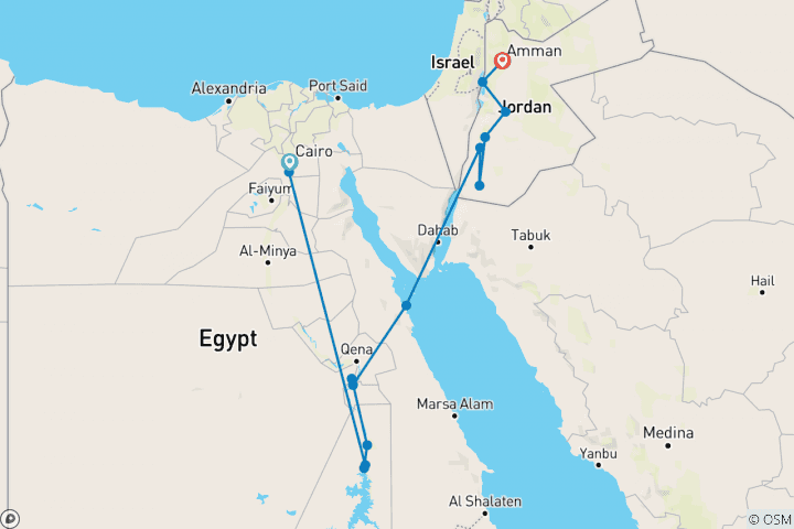 Map of Festive Road to Jordan with Cruise - 16 days