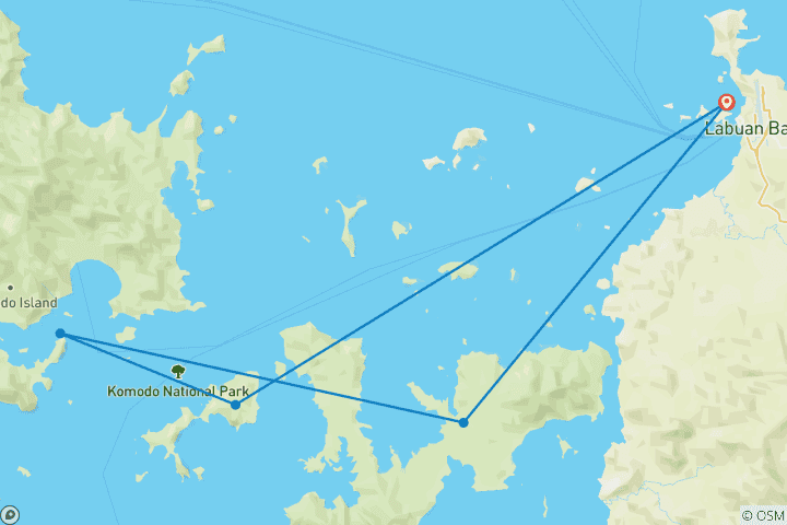 Kaart van Luxe Phinisi: 3D-daagse reis naar Komodo eiland