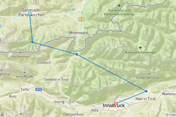 Carte du circuit Trans Tyrol : Garmisch - Innsbruck