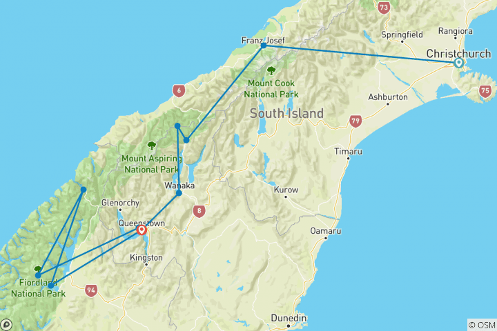 Map of Classic South Island Adventure