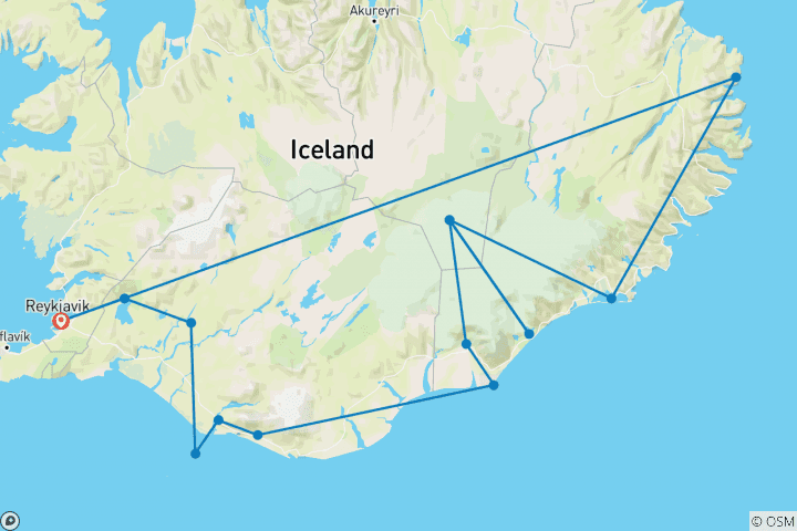 Map of Ultimate Iceland Adventure