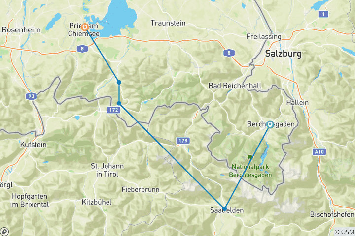 Karte von Vom Königssee zum Chiemsee mit Charme 8/7