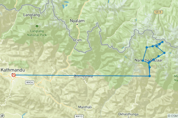 Carte du circuit Trek des trois cols de l'Everest
