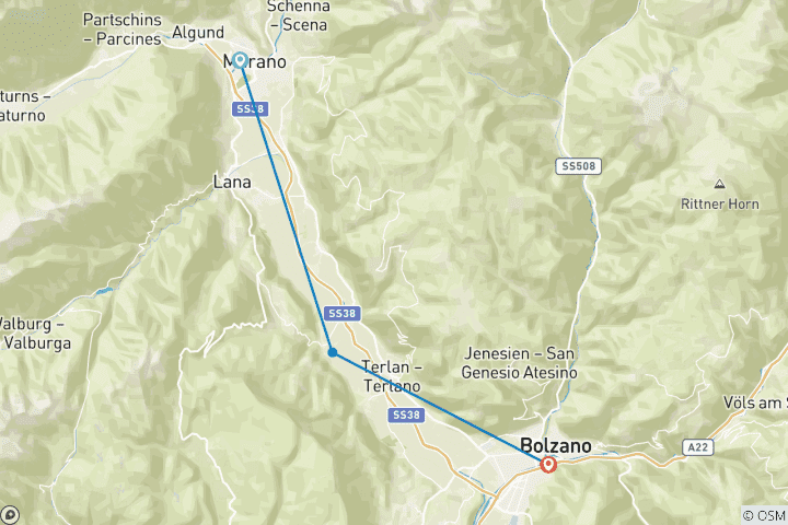 Map of South Tyrolean Wine & Alpine Pasture Trail