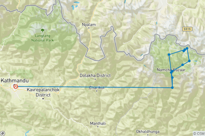 Mapa de Excursión a los Altos Pasos del Everest