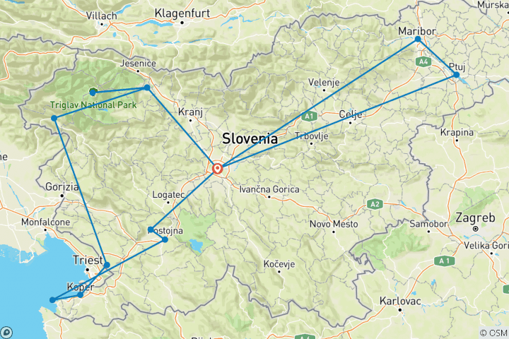 Carte du circuit Une Slovénie époustouflante