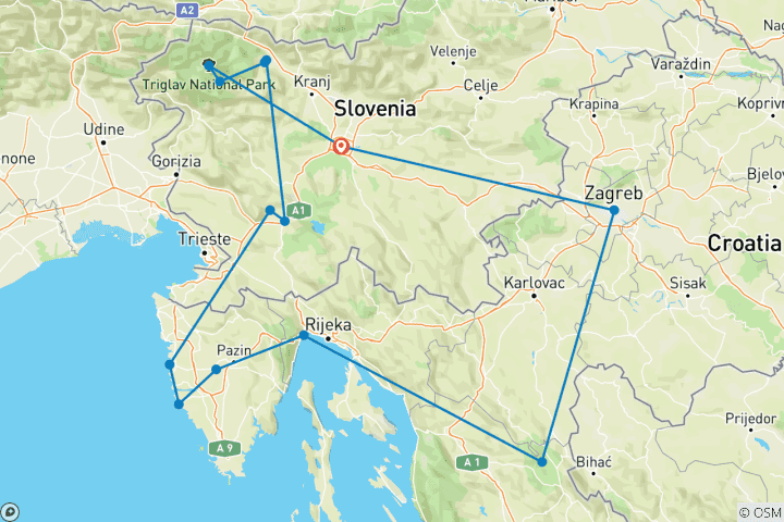Map of Explore Slovenia & Croatia