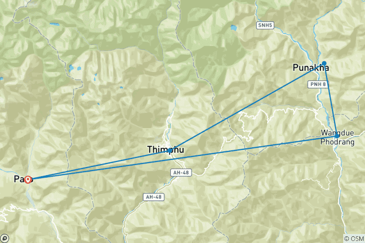 Karte von Gangtey Gompa Trek - 7 Tage