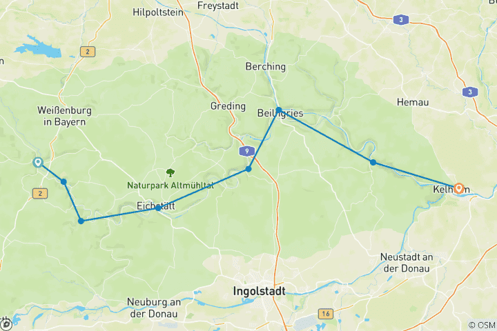 Map of Altmühltal Panorama Path