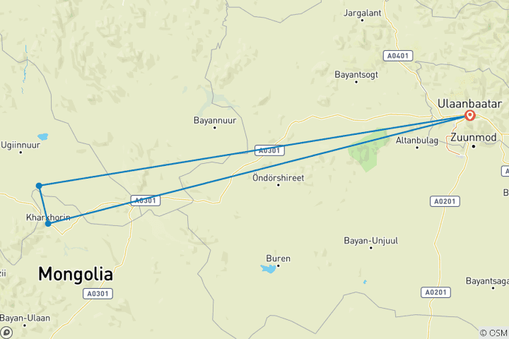 Carte du circuit Vallée de l'Orkhon 2D 1N