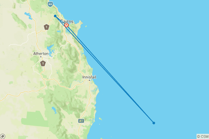 Map of Cairns and the Great Barrier Reef (Short Break)