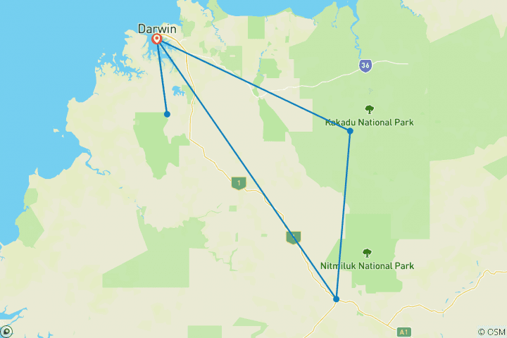 Map of Tropical Top End (Short Break, 4 Days)