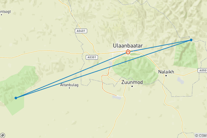 Karte von Erlebnisreise Mongolei: Khustai Nationalpark mit Homestay - 2 Tage