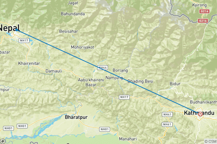 Map of 3 Days Pokhara Sightseeing Tour from Kathmandu by Tourist Bus