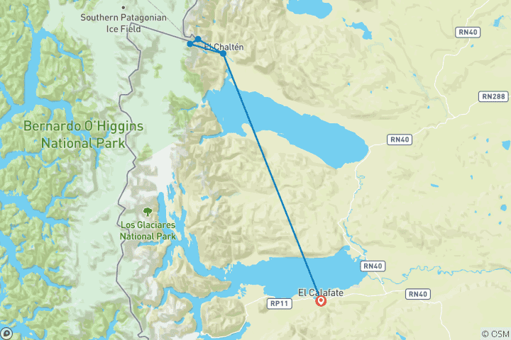 Carte du circuit Aventure à El Chaltén au Camp Full