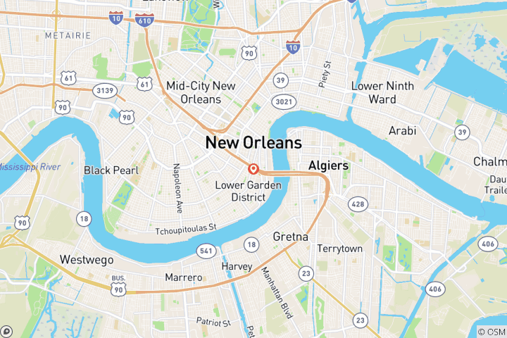 Map of New Orleans Pre-Mardi Gras Singles Weekend