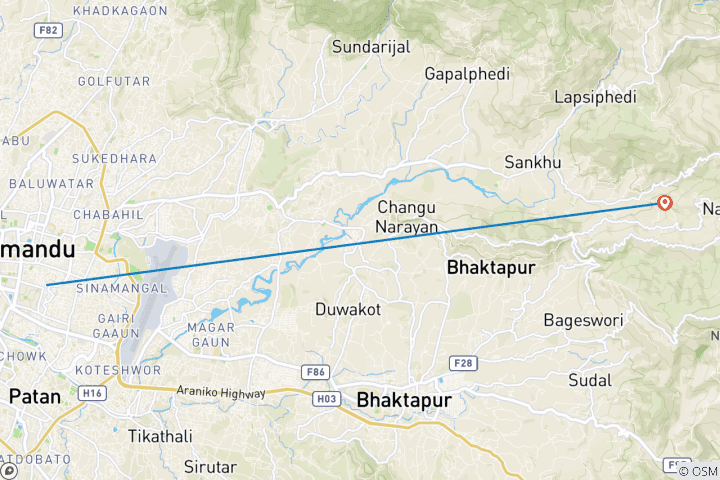 Carte du circuit Circuit touristique à Nagarkot et Katmandou