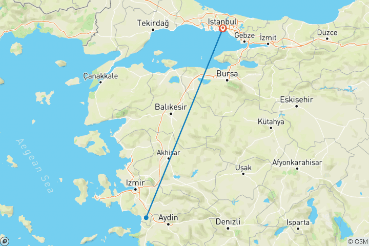 Karte von Ephesos - Tägliche Rundreise ab Istanbul