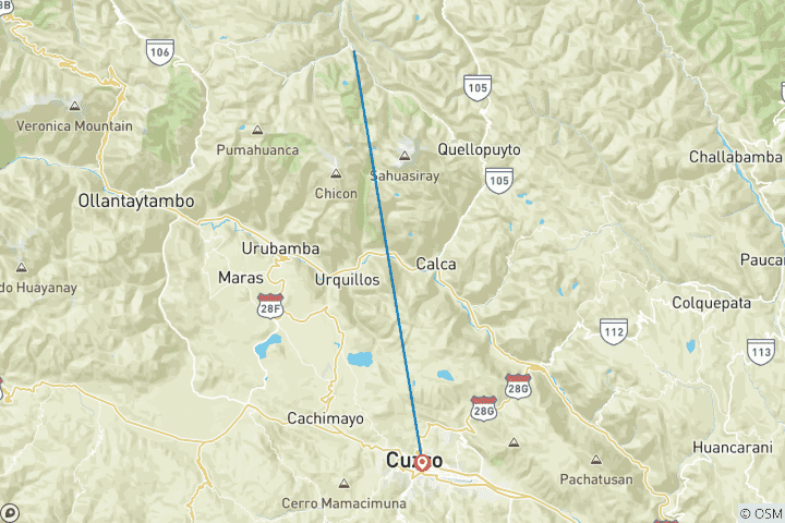 Map of Lares Valley Trek