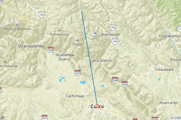 Carte du circuit Trek dans la vallée de Lares