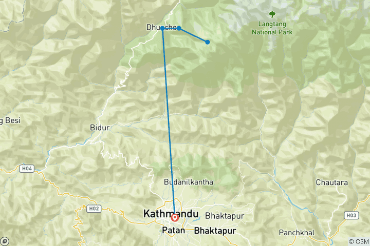 Map of Gosainkunda Short Trek