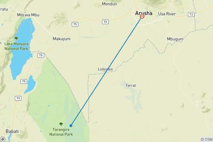 Map of Day trip in Tarangire National Park