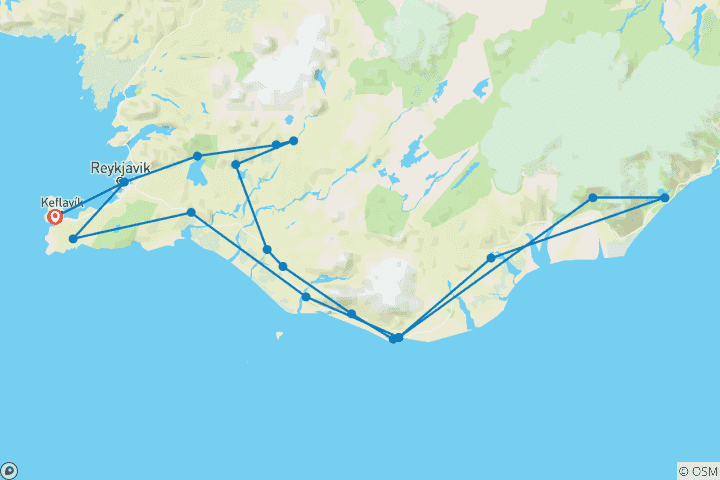 Carte du circuit 6 jours Circuits Accompagnés | Énergies Cachées et Aurores Boréales