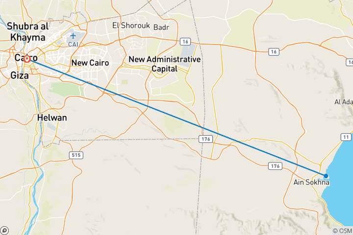 Map of Red Sea Day Trip from Cairo to Ain Sokhna