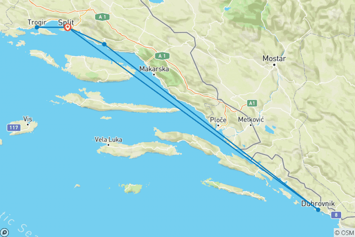 Carte du circuit Côte dalmate, autotour