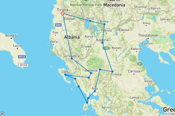 Map of Western Balkan Explorer Tour “Silver Route”